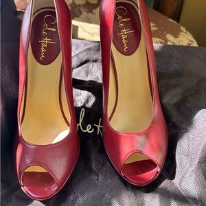Cole Haan Women's Burgundy Peep Toe Heels